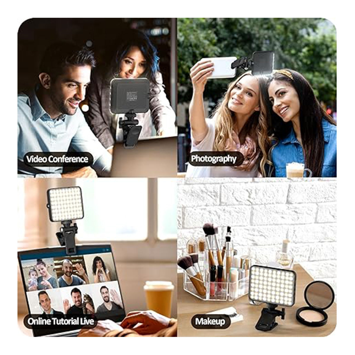 CN,Rechargeable Selfie Light, Clip Fill Light For Phone Laptop Tablet Portable Light For Video Conference Live Streaming Zoom Call Makeup Picture White